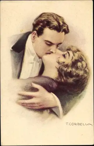 Künstler Ak Corbella, T., Liebespaar beim Kuss