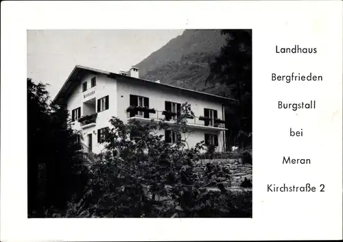 Ak Burgstall Postal Südtirol, Landhaus Bergfrieden, Kirchstraße 2