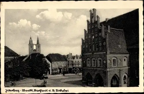 Ak Jüterbog in Brandenburg, Markt, Rathaus, St. Nikolai Kirche