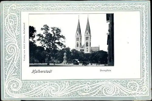 Präge Passepartout Ak Halberstadt in Sachsen Anhalt, Domplatz
