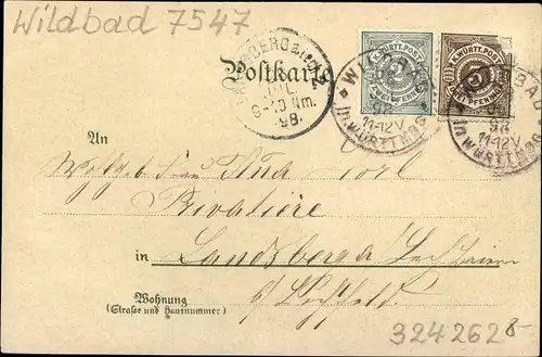 Litho Bad Wildbad Baden Württemberg, Kgl. Karlsbad, Trinkhalle, Wasserfall