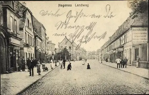 Ak Haguenau Hagenau Elsass Bas Rhin, Landweg, Buchdruckerei
