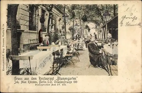 Ak Berlin Kreuzberg, Restaurant Blumengarten, Oranienstraße 190