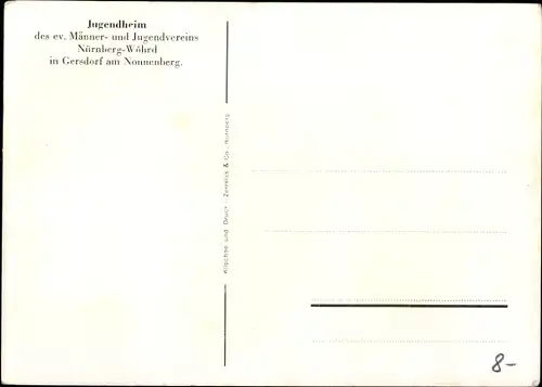 Ak Gersdorf Leinburg Mittelfranken, Jugendheim des ev. Männer und Jugendvereins Nürnberg Wöhrd