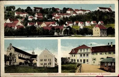 Ak Oberelchingen Elchingen Schwaben, Klosterkirche, Pfarrhof, Klosterbrauerei