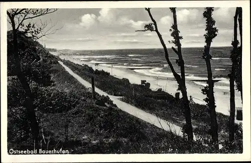 Ak Chłopy Bauerhufen Pommern, Strandpartie, Promenade