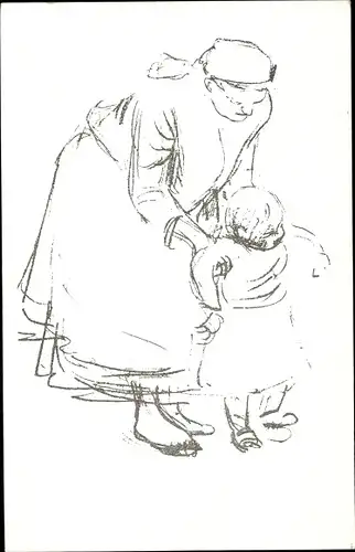 Künstler Ak Mutter stützt kleines Kind beim Gehen, Verein für Kindervolksküchen, Volkskinderhorte