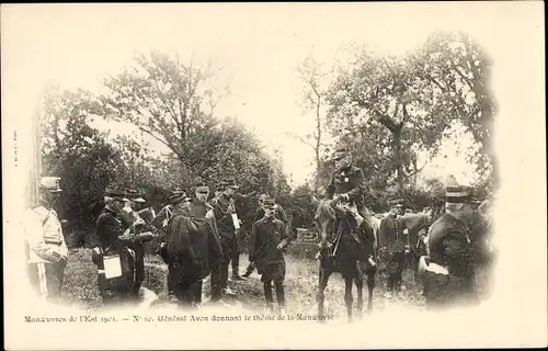 Ak Manoeuvres de l'Est 1901, Général Avon, Französische Soldaten