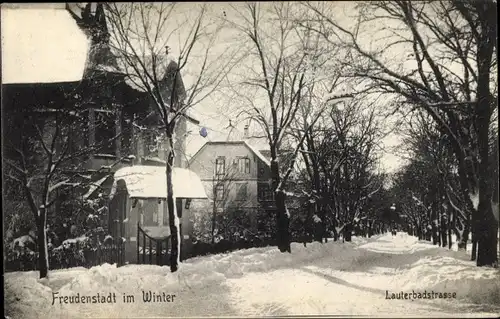 Ak Freudenstadt im Nordschwarzwald, Lauterbadstraße, Winter