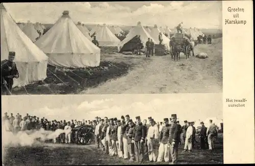 Ak Harskamp Ede Gelderland Niederlande, Het twaalf uurschot, Geschütz, Zelte, Soldaten