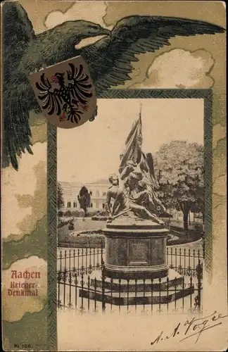 Wappen Passepartout Ak Aachen in Nordrhein Westfalen, Kriegerdenkmal