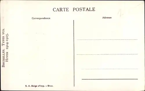 Künstler Ak Lambiotte, M., Bruxelles Brüssel, Types vus, Hiver 1914 - 1915