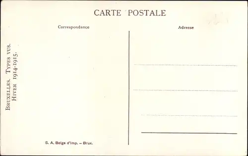 Künstler Ak Lambiotte, M., Bruxelles Brüssel, Types vus, Hiver 1914 - 1915