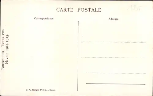 Künstler Ak Lambiotte, M., Bruxelles Brüssel, Types vus, Hiver 1914 - 1915