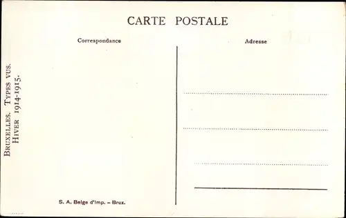 Künstler Ak Lambiotte, M., Bruxelles Brüssel, Types vus, Hiver 1914 - 1915