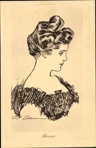 Künstler Ak Gibson, W., Bessie, Frauenportrait, seitliches Profil, Life's Comedy