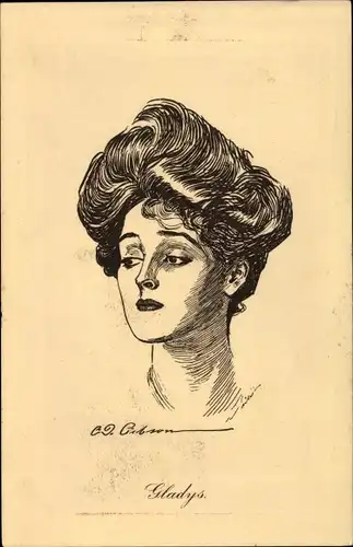 Künstler Ak Gibson, W., Gladys, Frauenportrait, Life's Comedy