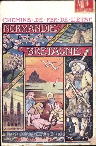 Künstler Ak Chemins de fer de l'État, ETAT, Normandie, Bretagne, Rouen, Jersey