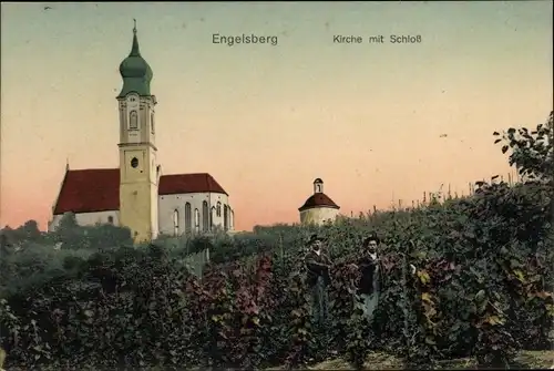 Ak Engelsberg Oberbayern, Kirche mit Schloss