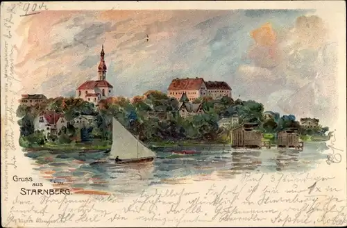 Künstler Litho Starnberg in Oberbayern, Wasserpartie