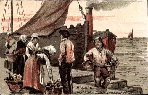 Künstler Ak Besnou, O., L'Embarquement des Vivres, Fischer
