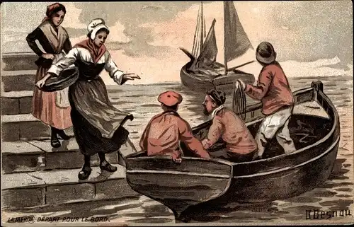 Künstler Ak Besnau, O., Départ pour le Bord