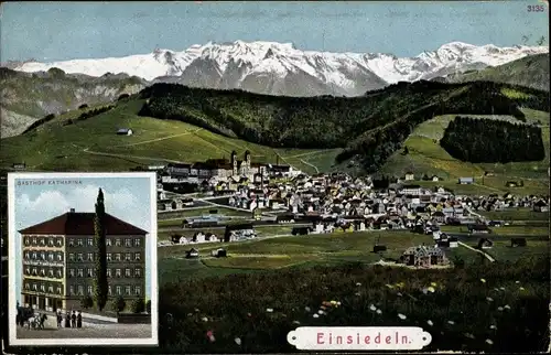 Ak Einsiedeln Kt. Schwyz Schweiz, Gasthof Katharina, Panorama