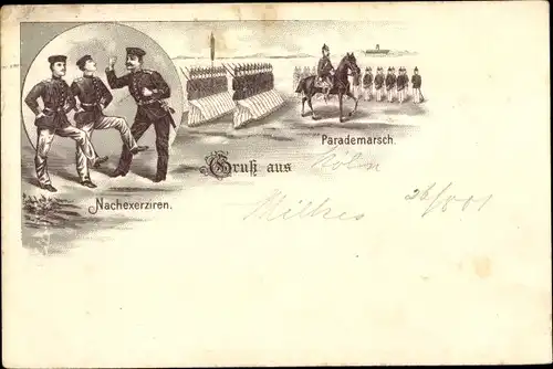 Litho Nachexerzieren, Parademarsch, Soldatenleben