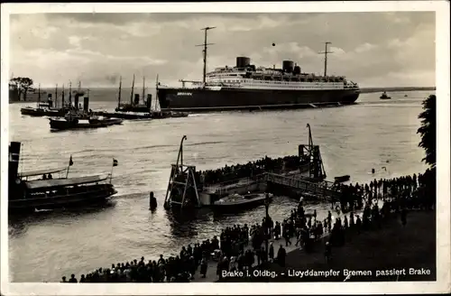 Ak Brake an der Unterweser, Dampfschiff Bremen, Norddeutscher Lloyd