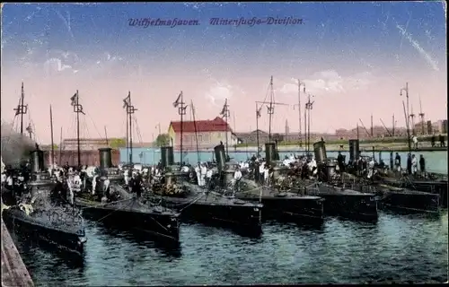Ak Wilhelmshaven in Niedersachsen, Minensuchsdivision, Deutsche Kriegsschiffe