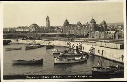 Ak Warna Bulgarien, Panorama, Hafenszene, Boote