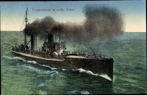 Ak Deutsches Kriegsschiff, Torpedoboot in voller Fahrt