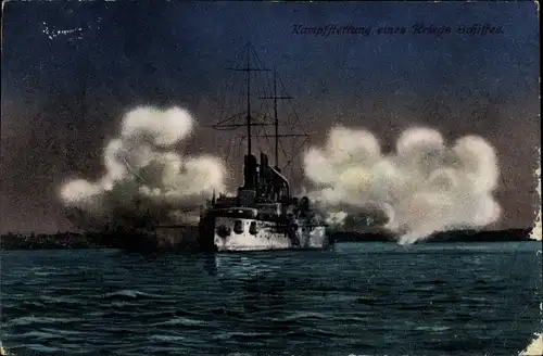 Ak Deutsches Kriegsschiff, Kampfstellung eines Kriegsschiffes