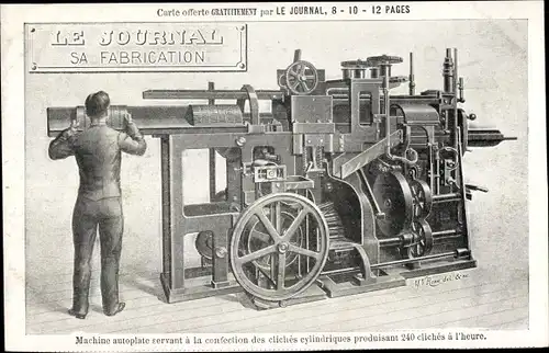 Ak Le Journal, sa fabrication, Machine autoplate servant a la confection des cliches cylindriques