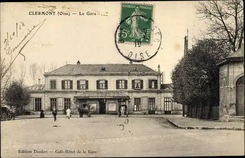 Ak Clermont Oise, La Gare, Chemin de Fer du Nord