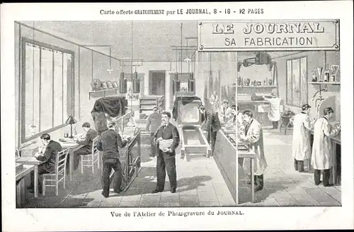 Ak Le Journal, sa fabrication, Vue de l'atelier de Photogravure du Journal