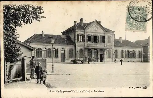 Ak Crépy en Valois Oise, La Gare