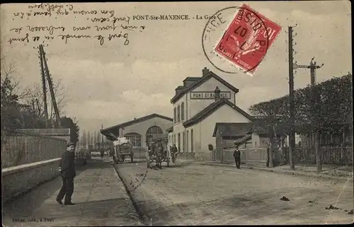 Ak Pont Sainte Maxence Oise, La Gare