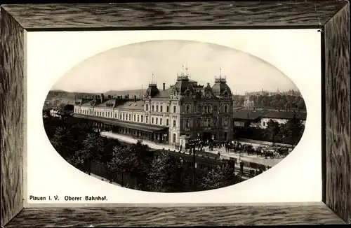 Präge Passepartout Ak Plauen im Vogtland, Oberer Bahnhof