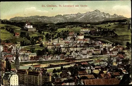Ak Sankt Gallen Stadt Schweiz, St. Leonhard mit Säntis