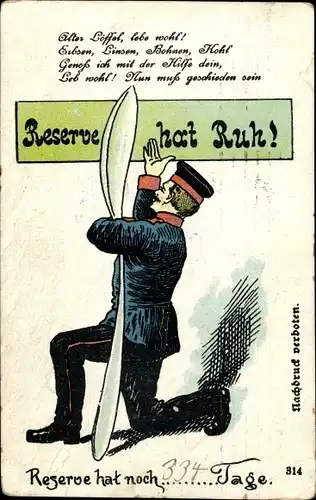 Ak Reserve hat Ruh, Reserve hat noch 334 Tage, Löffel
