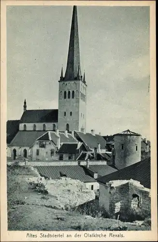 Ak Tallinn Reval Estland, Olaikirche, altes Stadtviertel