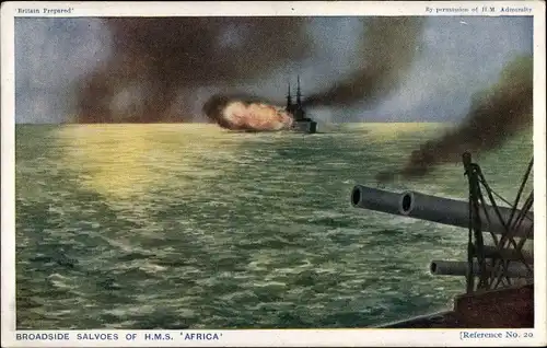 Ak Britische Kriegsschiffe, HMS Africa, Broadside salvoes