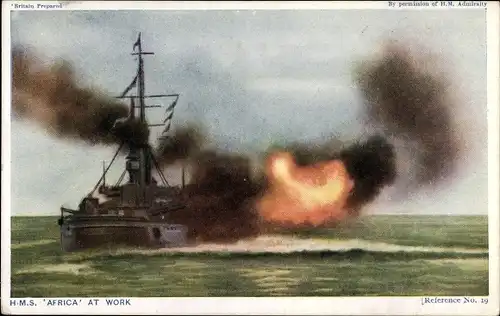 Ak Britisches Kriegsschiff, HMS Africa, Ship at work