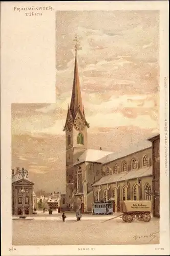 Künstler Litho Zürich Stadt Schweiz, Fraumünster