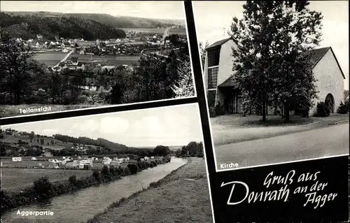 Ak Donrath Lohmar im Rhein Sieg Kreis, Aggerpartie, Kirche, Teilansicht