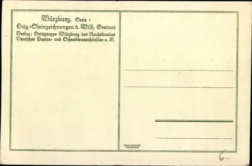 Steindruck Ak Greiner, Wilh., Würzburg am Main Unterfranken, Münzgasse
