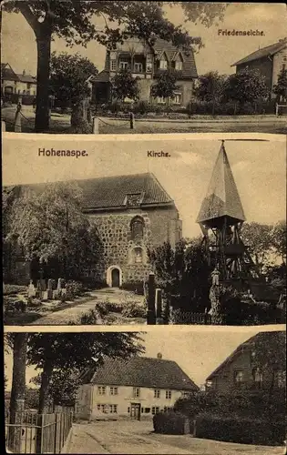 Ak Hohenaspe Schleswig Holstein, Kirche, Friedenseiche