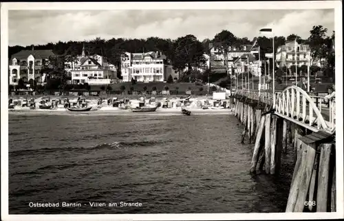 Ak Ostseebad Bansin Heringsdorf auf Usedom, Villen am Strand, Seebrücke