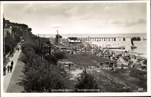 Ak Ostseebad Bansin Heringsdorf auf Usedom, Strandpromenade, Seebrücke